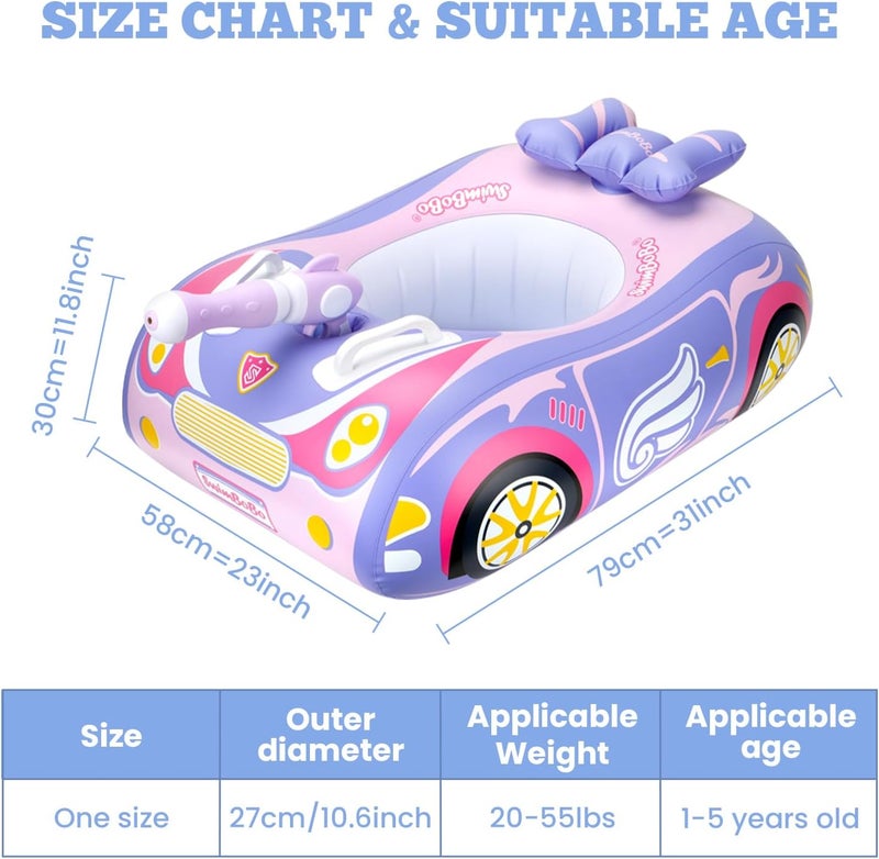 RADSHSP Baby Pool Float 3D Car Baby Floaties for Toddlers 12-48 Months Heavy Duty Infant Swim Float Toddlers Pool Floats Kids Swim Floaties Swimming Pool Floats for 1-4 Years Toddler Floaties for Boys & Girls - Image 3